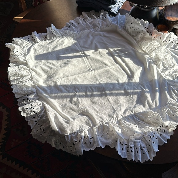 2 Vintage Chic White Eyelet Euro Shams. Anthropologie, Cottagecore , boho vibes - Picture 8 of 13
